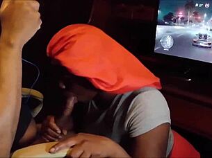 Playing NFS While Getting a Blowjob Until She Swallows Every Drop