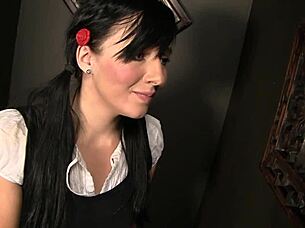 is ashley the cute girl rubbing her big clit and sucking cock in the confessional?