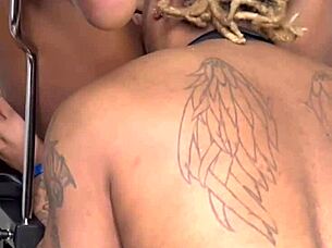 bondage massage turns into a happy ending with fucking and licking