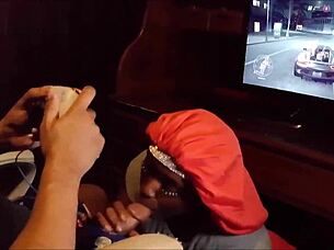 Playing NFS While Getting a Blowjob Until She Swallows Every Drop