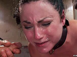 tied busty slut getting gangbang fucked, deepthroat and all 😈