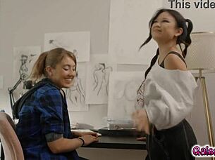 Lulu chu and electra rayne share an intimate lesbian encounter filled with passion.