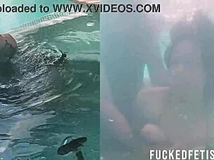 helen star and her couple doing oral sex with vibrator underwater