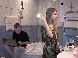 dude bangs his ex girlfriend really hard.