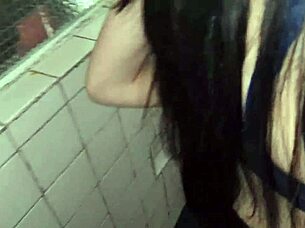 Intensely Fucking The Cute Petite Employee In The Bathroom Sneakily