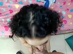 Hot stepsister deepthroats, then fucked hard in pussy, cum on face in amateur.