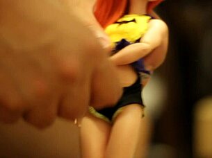 Batgirl tied, cum shower