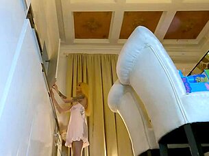 Hot sexy skinny girl meets lesbian girlfriend for fake porn shooting no panties