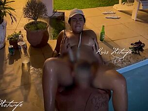 husband's friend tricked me into raw fucking in the pool 😱