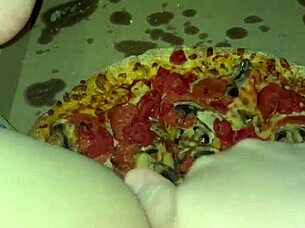 Young arabian teen snowwhite masturbates with pizza, chocolate, ice cream, and fruits in los angeles