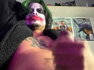 Joker in bat costume gives handjob, check it out! 😈