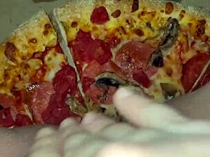 Young arabian teen snowwhite masturbates with pizza, chocolate, ice cream, and fruits in los angeles