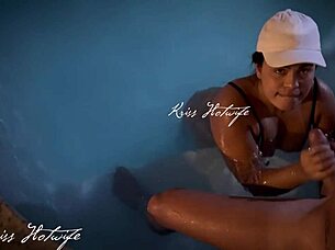 husband's friend tricked me into raw fucking in the pool 😱