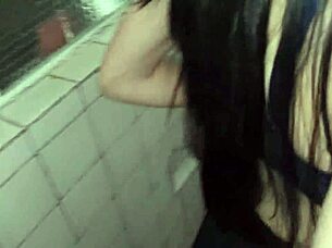 Intensely Fucking The Cute Petite Employee In The Bathroom Sneakily