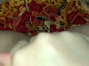 Young arabian teen snowwhite masturbates with pizza, chocolate, ice cream, and fruits in los angeles