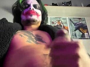 Joker in bat costume gives handjob, check it out! 😈