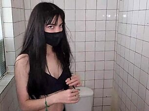 Intensely Fucking The Cute Petite Employee In The Bathroom Sneakily