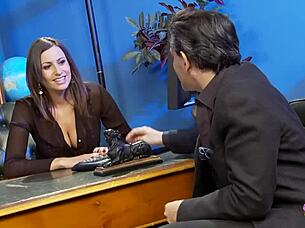 Busty brunettes share cock in lingerie foursome