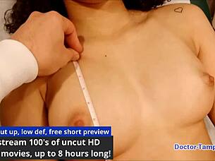 dr tampa conducts entrance physical at tampa university, michelle anderson spreads legs, pov with gloves, natural tits, humiliation fetish backstage.