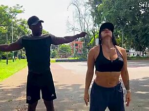 Busty Colombian Milf Student Fucked By Athletic Trainer With Big Black Cock