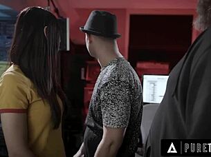 Aidra Fox obeys Abigail Mac and the producer in a group scene to chase her dream