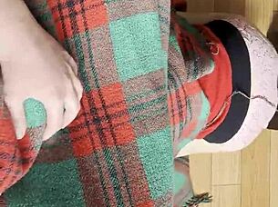 My shy neighbor performs cunnilingus under the blanket in this homemade lesbian scene.