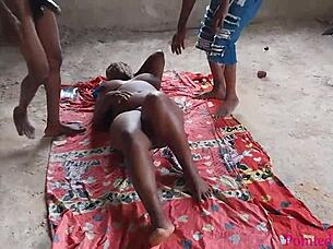 Passionate Threesome In The Garden.