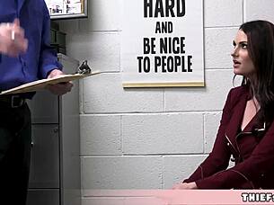 elegant brunette caught shoplifting in store