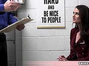 elegant brunette caught shoplifting in store