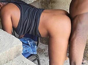 Dripping Pussy Gets Fucked Under The Step