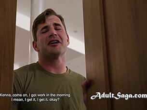 she caught her roommate jerking off while watching her masturbate in the dorm - kenna james and nathan bronson