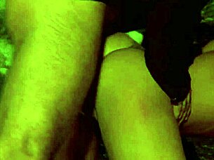 lubing up his cock to slip in better in the blondes anal canal outdoor