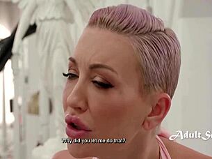 Boss's wife gets seduced by my wife for a double penetration session.