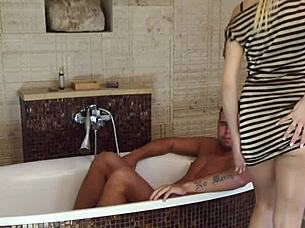 want to see this cute blonde's footjob turn into deep fucking?