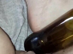 gretala, pregnant and excited, rubs a bottle on her pussy