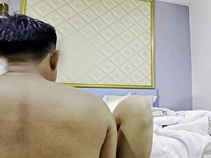 step-bro massages my wet pussy with baby oil