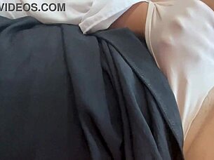 Fatma relaxes in her panties with a close-up view of her movements