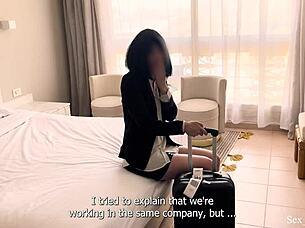 first time on business trip but i'm servicing my boss's cock and destroying my ass to please him.