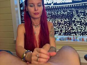 in this pov scene, the cute girl teases my dick with her tongue and fingers