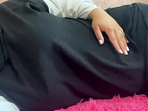 Fatma relaxes in her panties with a close-up view of her movements