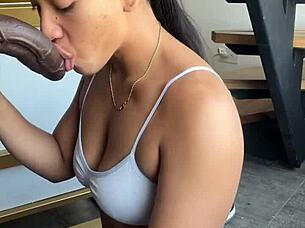 Beautiful Wife Blows Stepbrothers' Big Black Cocks In Amateur Couple Scene!