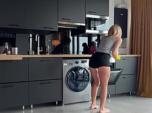 I watch the maid clean and fantasize about fucking her wet pussy.