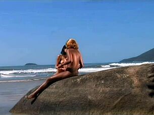 Young Lesbians Lick and Toy Tight Pussies on Seaside