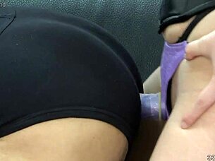 Japanese femdom dominates with anal strapon in office