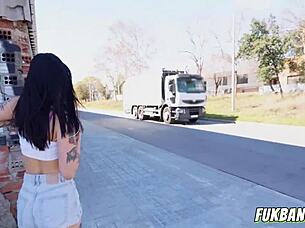 barca girl gets fucked outdoor in barcelona with deepthroat