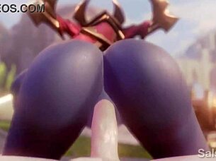 Shyvana rides your cock until you cum inside her in this cartoon animation 😈