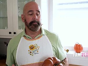 violet gems says, 'thanks for the cock, step papa, in the kitchen'