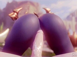 Shyvana rides your cock until you cum inside her in this cartoon animation 😈