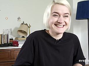 Luisa masturbates to a powerful squirting orgasm, soaking everything.