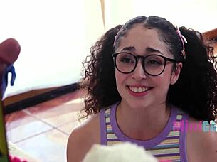 Pigtail petite fucks puppet master